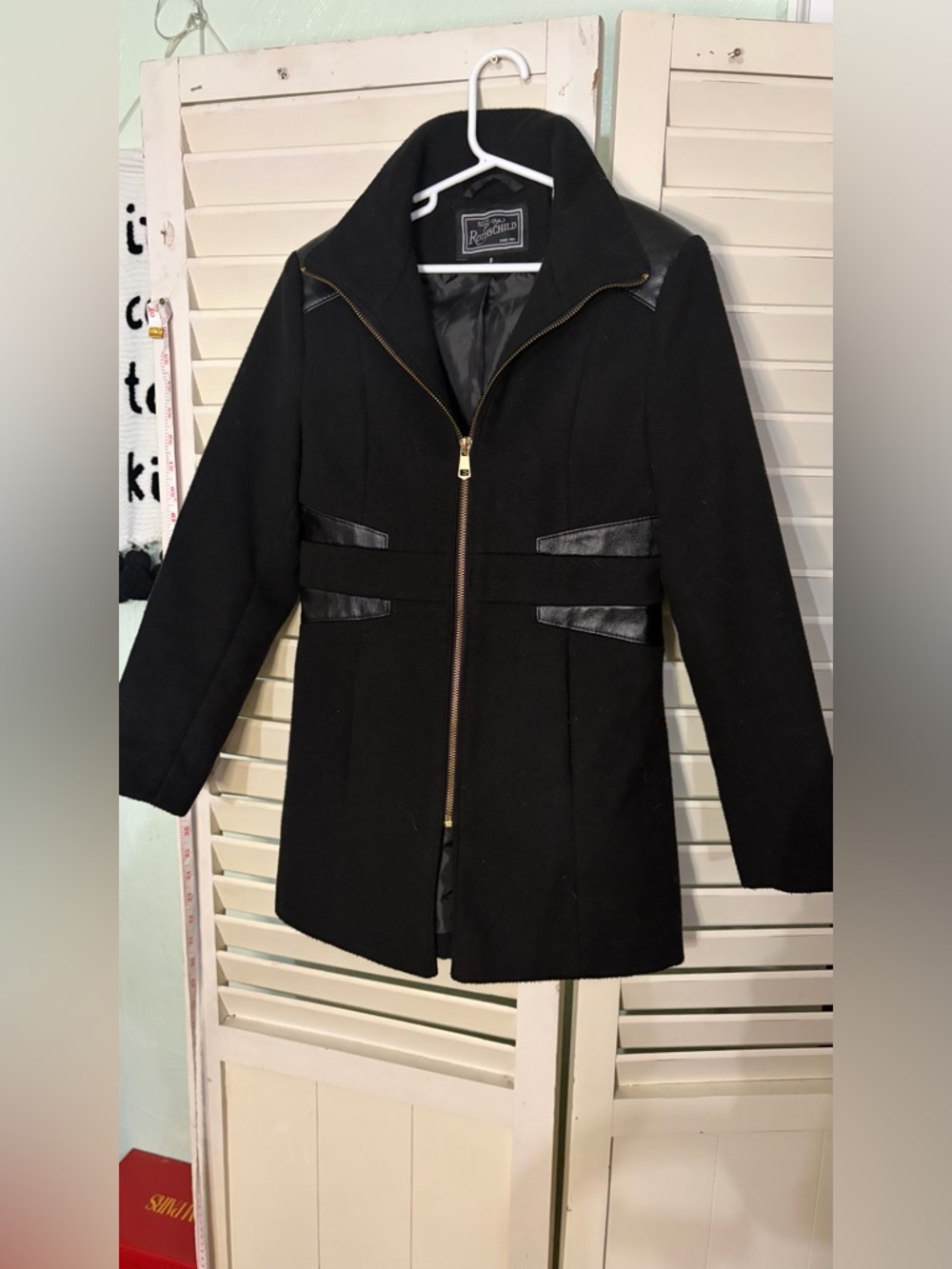 Girls Vintage Rothschild Black Wool-Blend Zip Coat